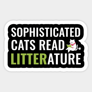 Sophisticated Cat Reading a Book Funny Sticker